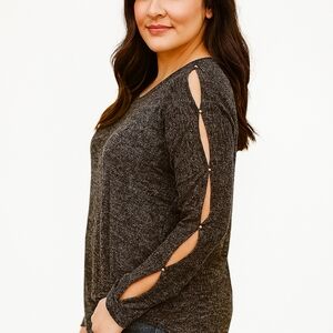 PerSeption Concept blk gray variegated top Women's Size XL